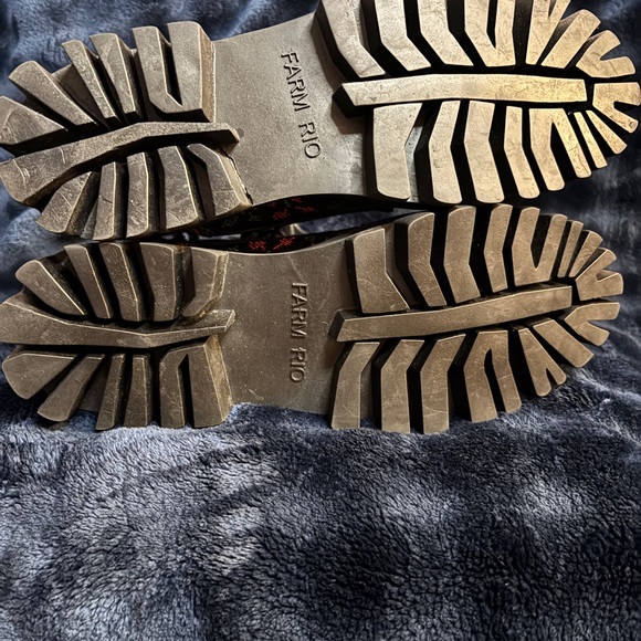 Farm Rio Black Mid Boots Heart Stitched Lace Up - Picture 8 of 16